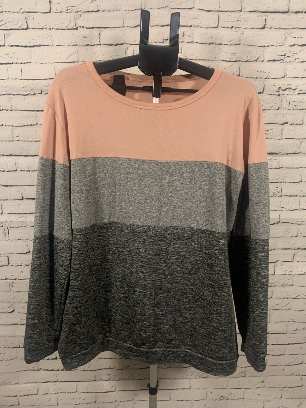 Women's Pink and Gray Colorblock Crewneck Sweatshirt